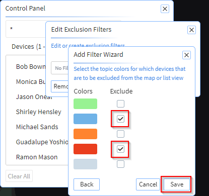 Exclude by topic and color