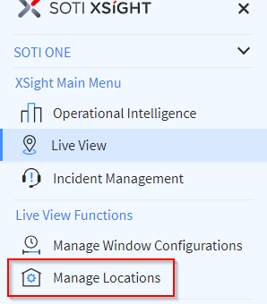 Select Manage Locations from the main menu