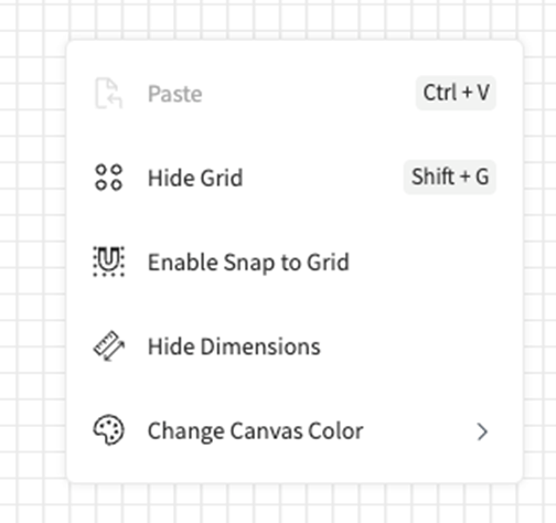 The Canvas Context menu