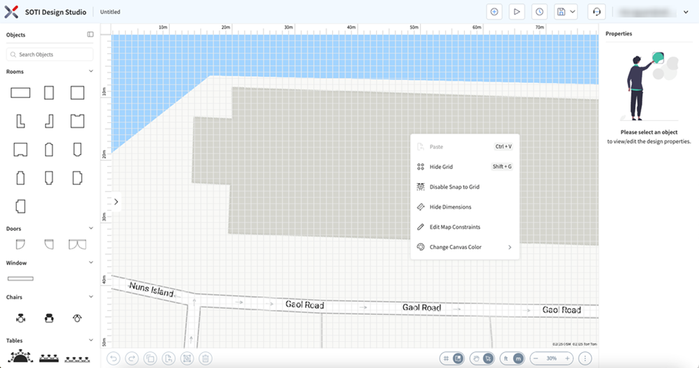 Right-click on the map to access the context menu