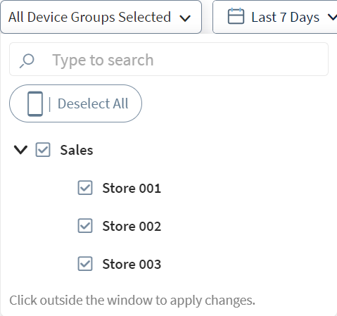 Operational Intelligence device group filter