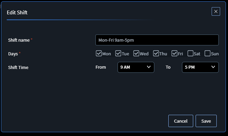 Update the shift information