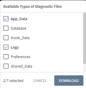 Diagnostic files selection panel