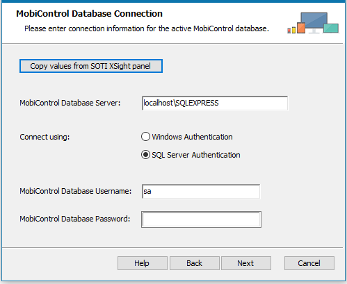 MobiControl Database Connection