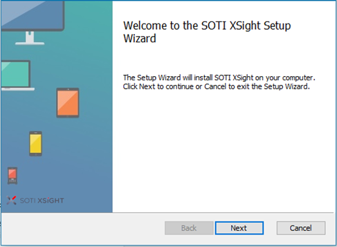 Setup wizard welcome screen