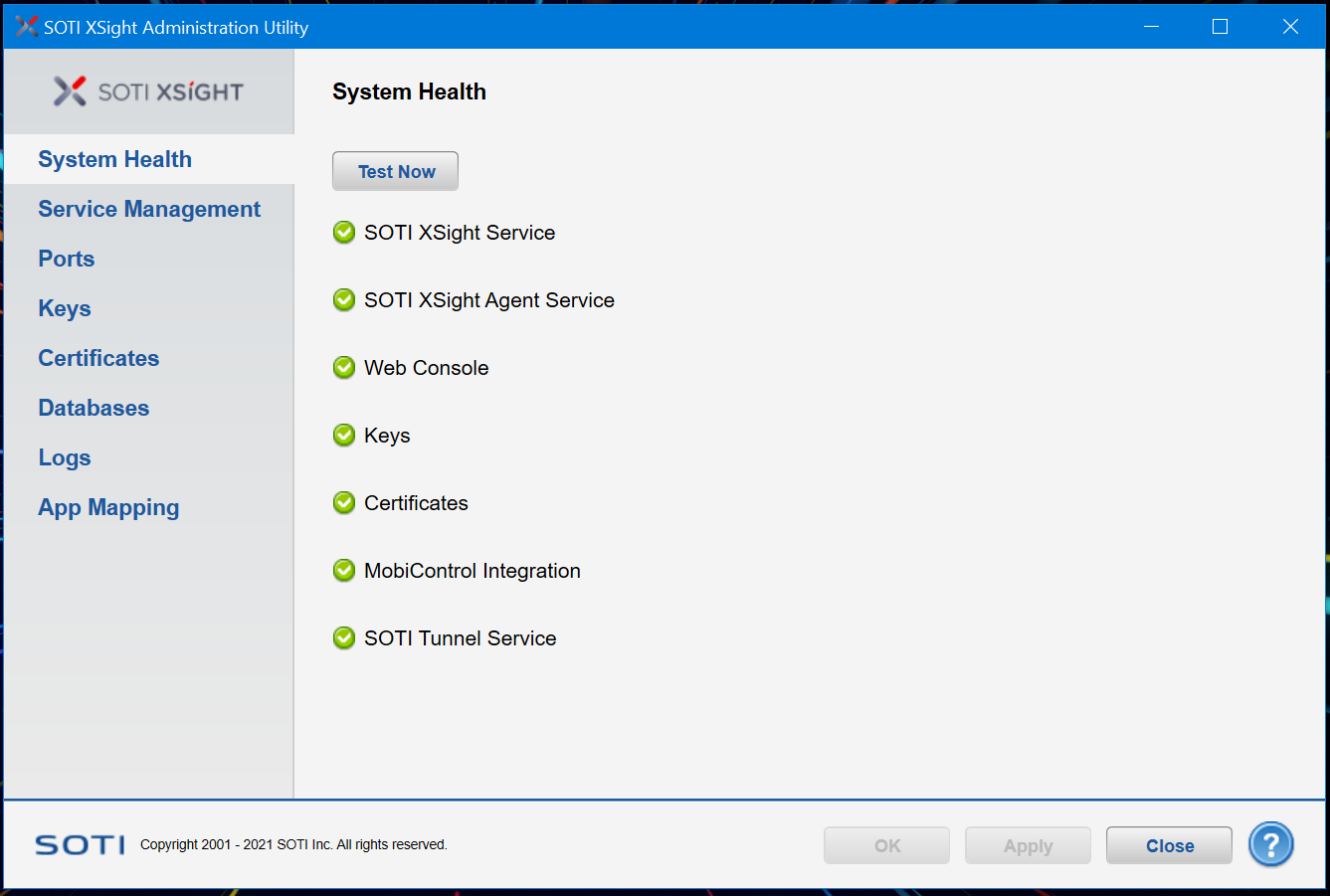 Admin utility System Health