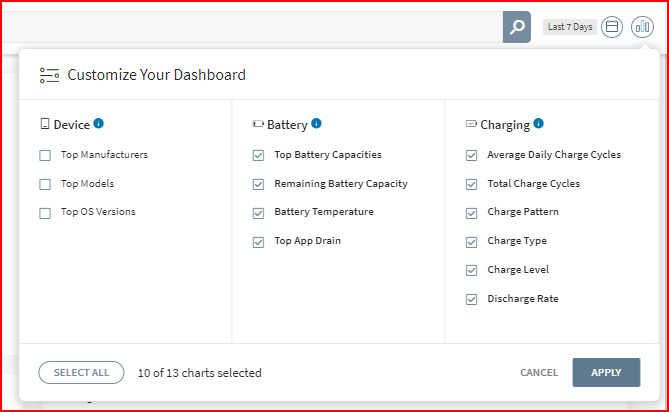 Add or Remove Battery Charts