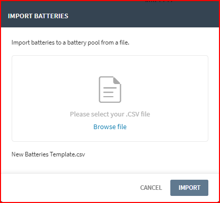 Import Batteries Window