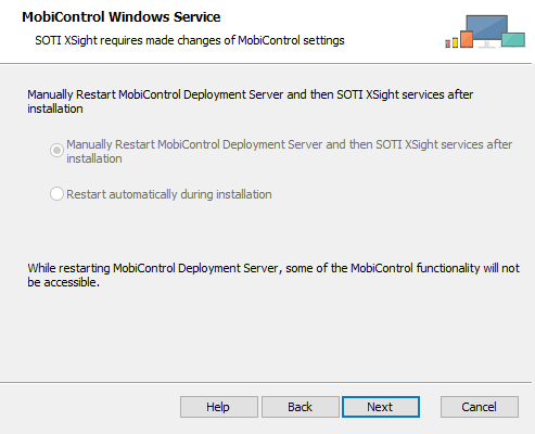 Setup wizard MobiControl Windows Service