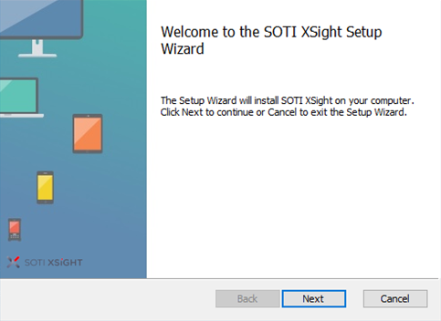 Setup wizard welcome screen